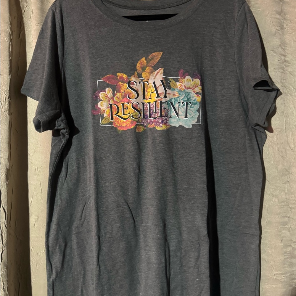 Torrid Charcoal Tee with Colorful Floral Graphic